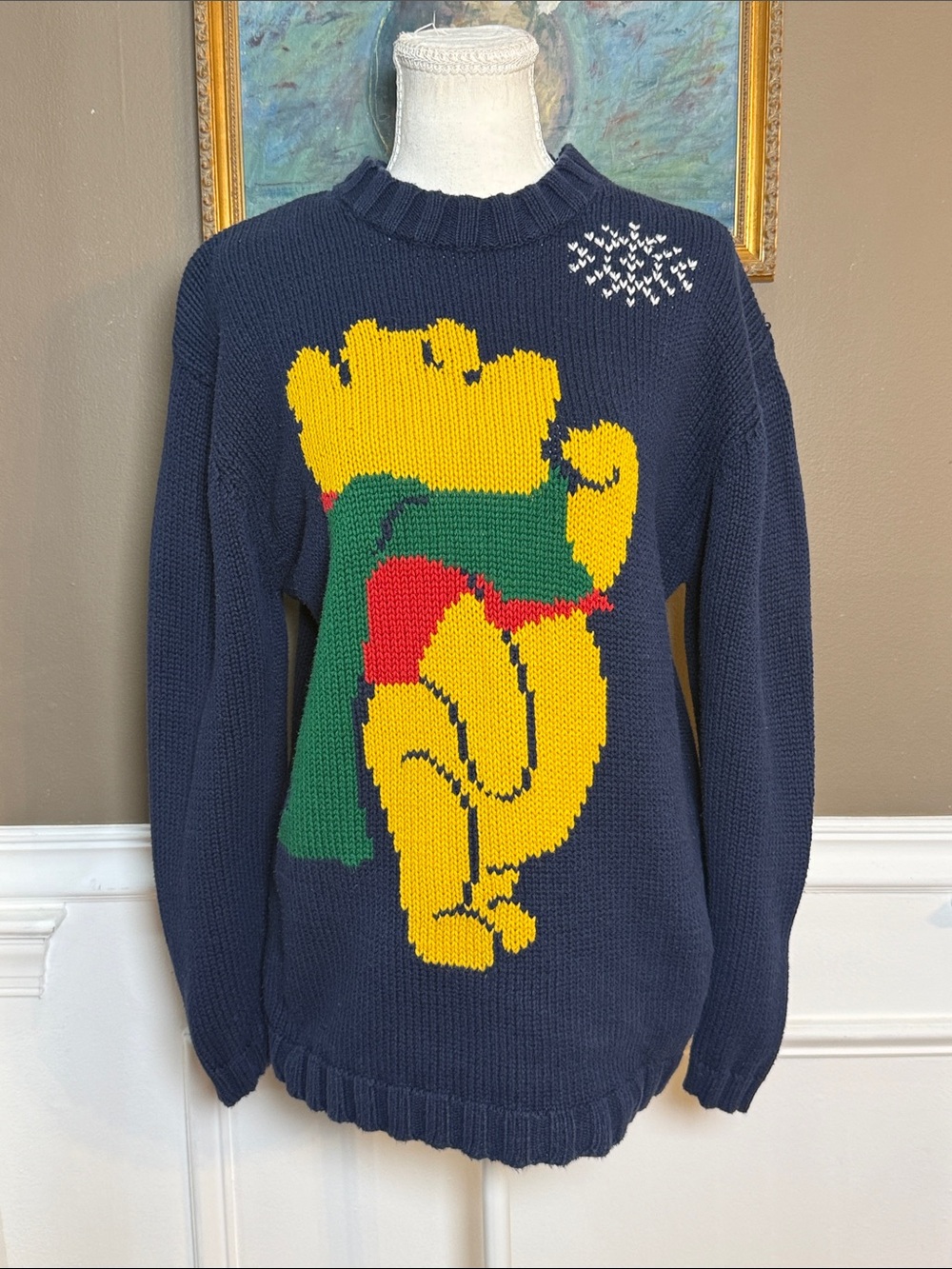 Vintage Disney Winnie the Pooh Cotton Knit Sweater Medium 90s